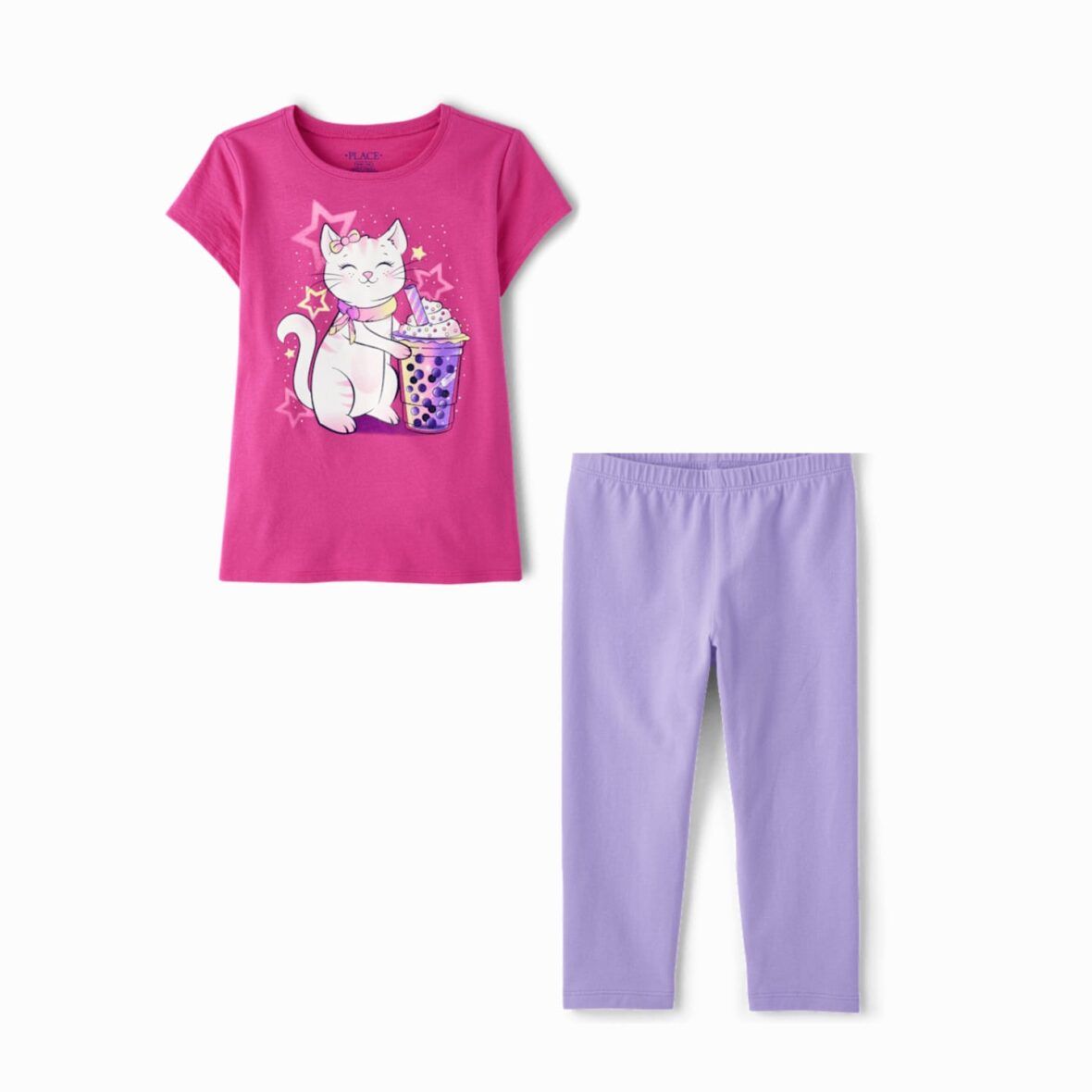 Children’s Place Youth Girls Cat Tee & Capri Set