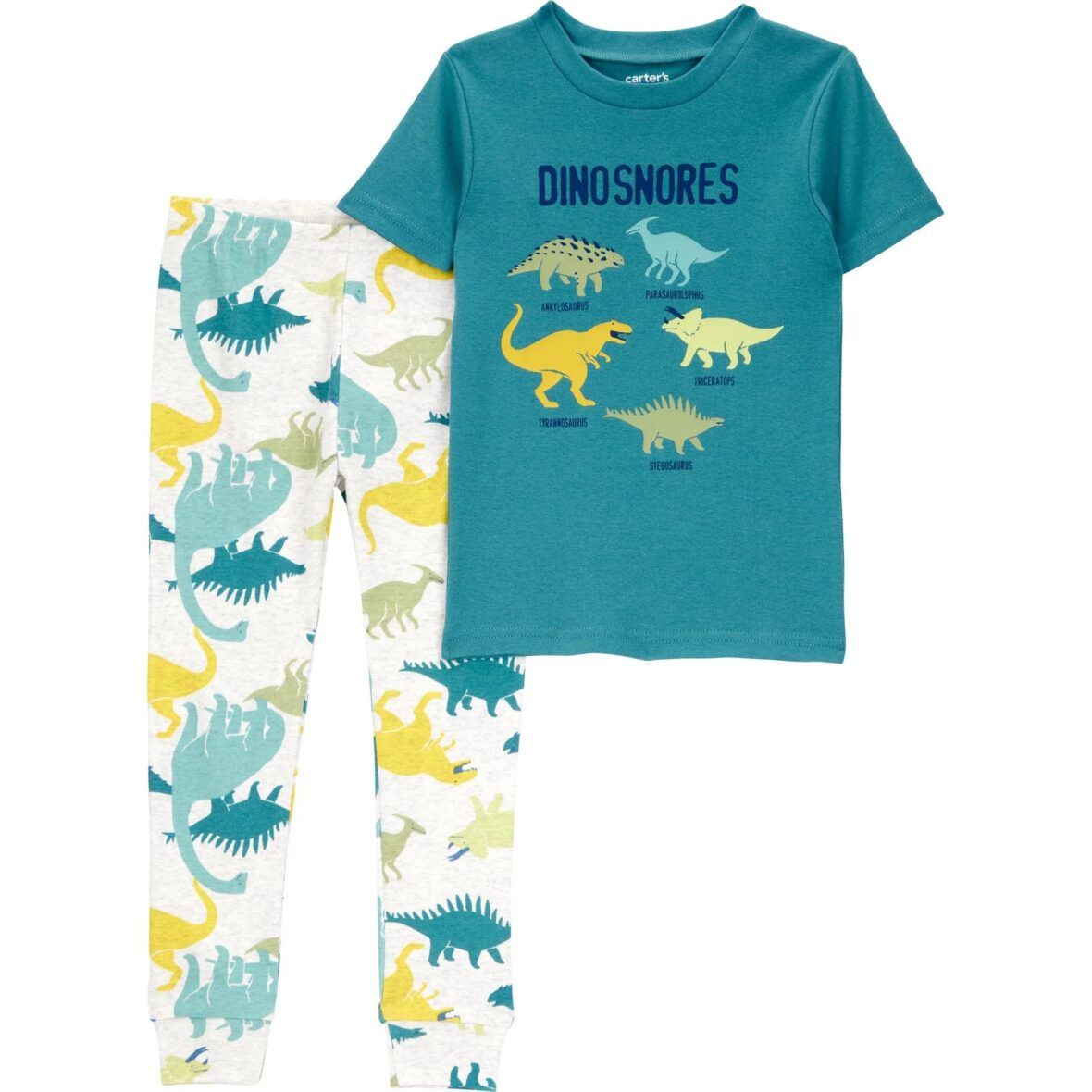 Toddler Boys Long Sleeve Top & Pants Dinosnores 2 – Piece Pajama Set