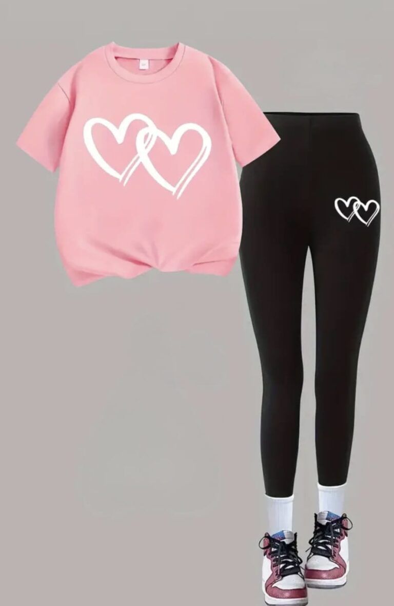 Girls Pink Love Tee & Leggings 2 – Piece Set