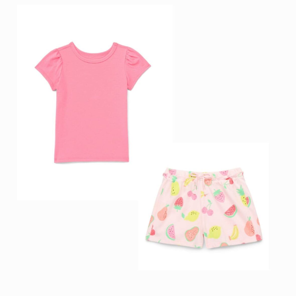 Garanimals Toddler Girls Pink Tee & Fruit Print Shorts Set