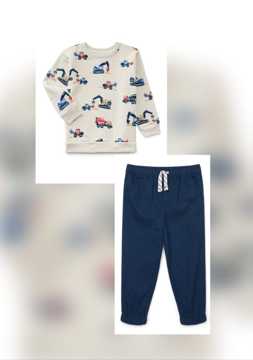 Garanimals Toddler Boys Leightweight Sweater & Navy Twill Jogger Pants Set
