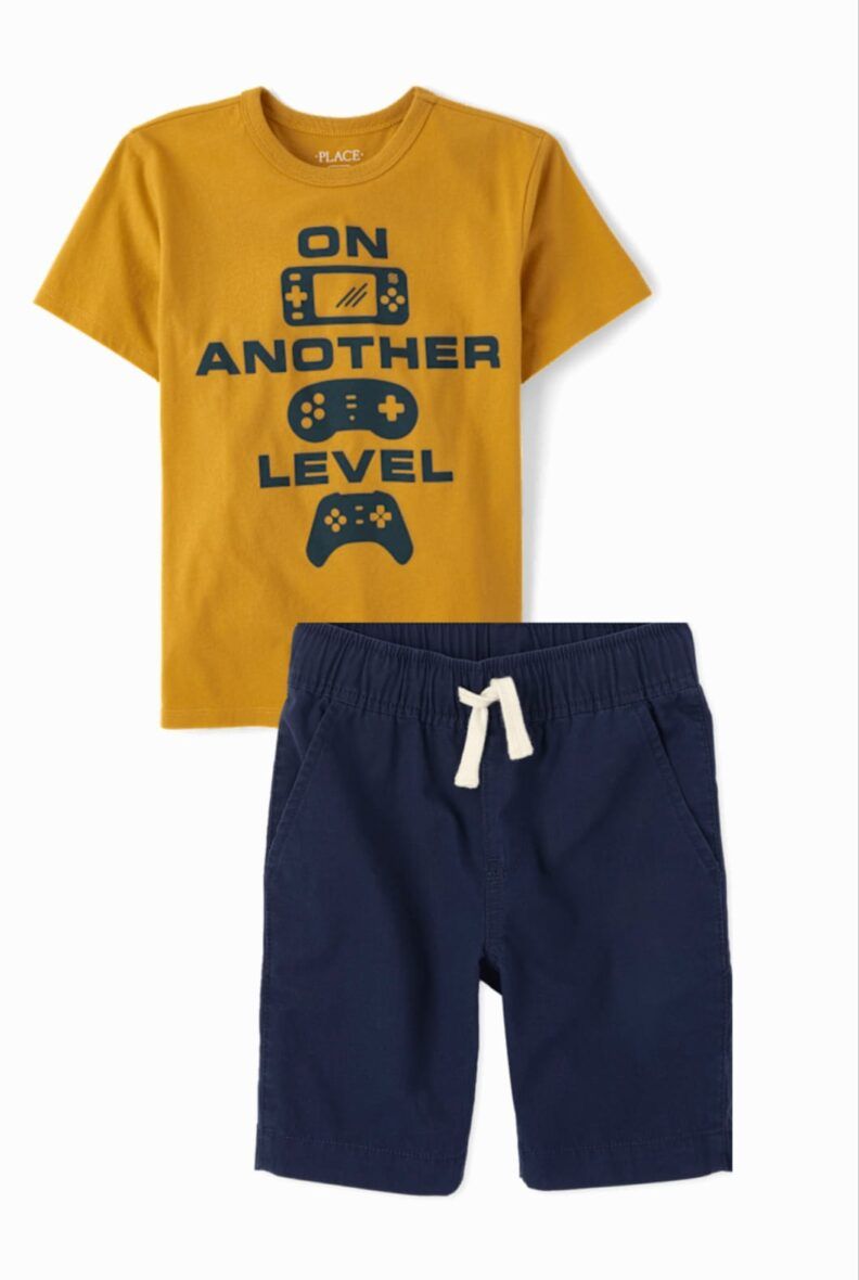 Children’s Place Boys Gamer Tee & Navy Twill Jogger Set