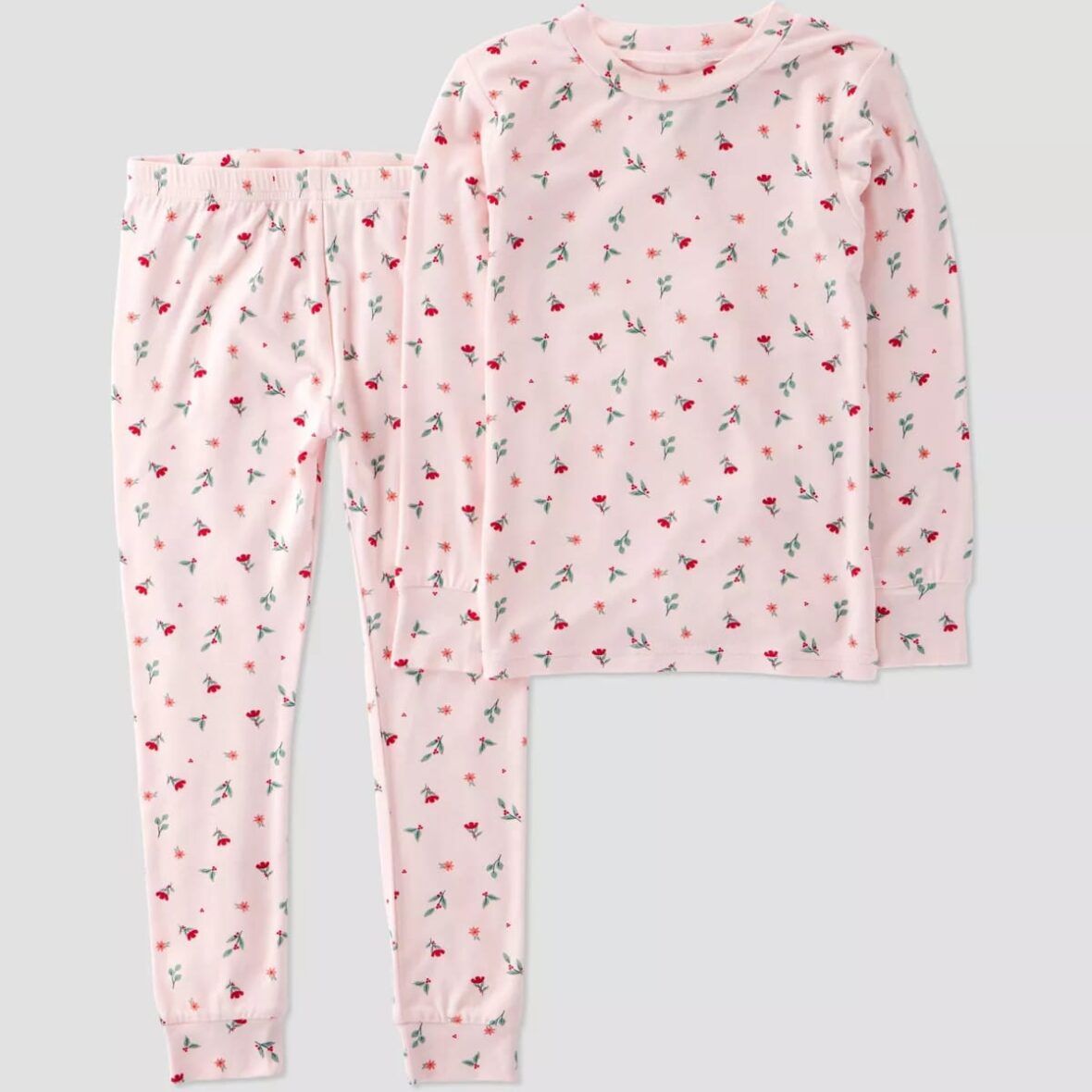 Toddler Girls Holiday Floral Long Sleeve Pajamas