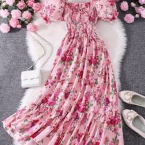 Pink floral dress