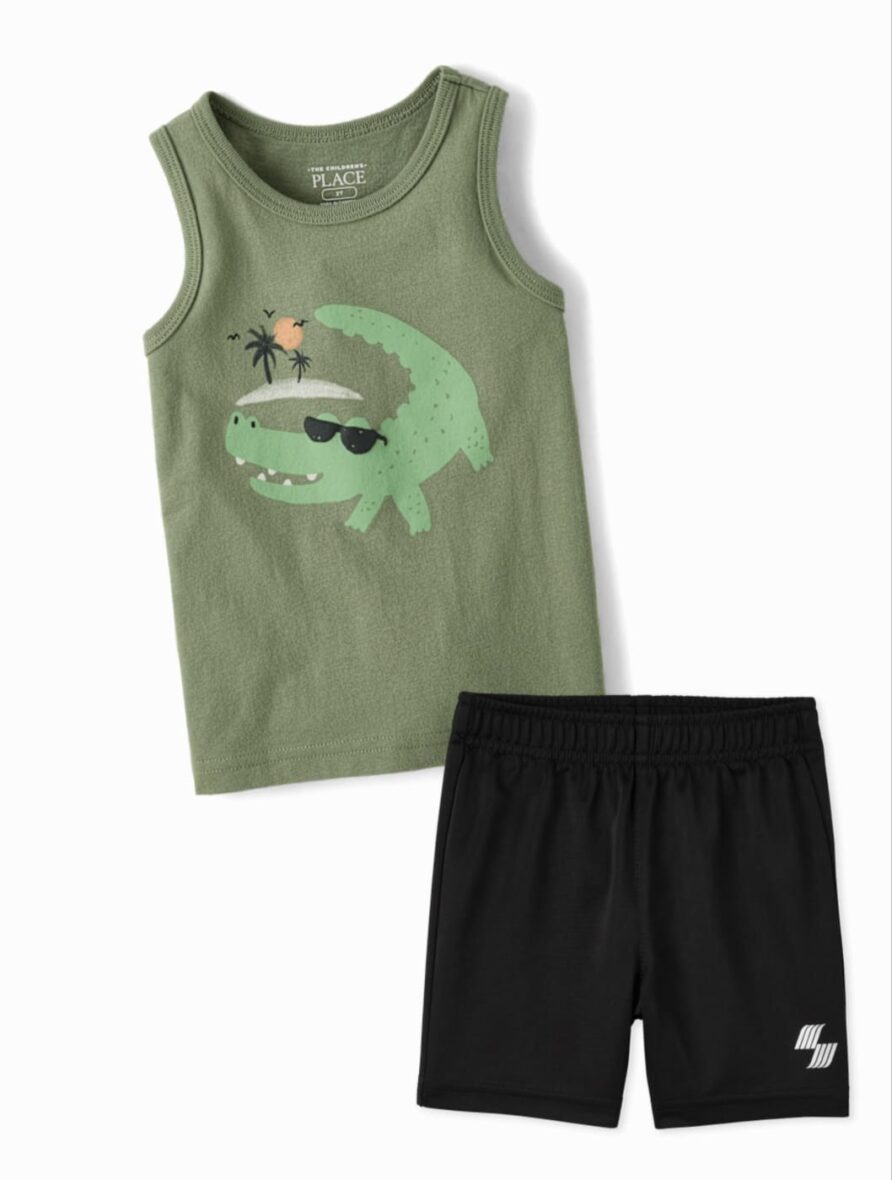 Children’s Place Toddler Boys Crocodile Tank Top & Basketball Shorts Set