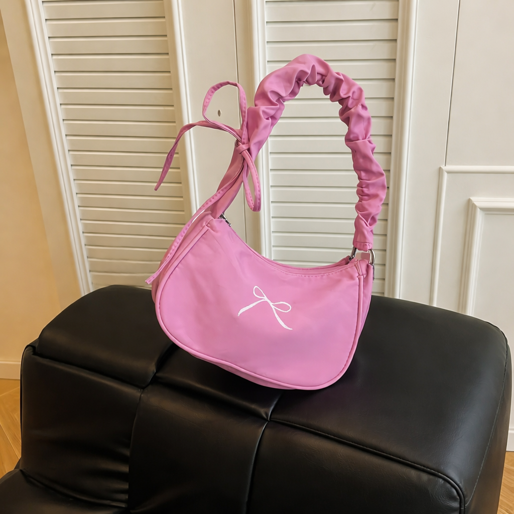Girls Pink Bow Adjustable Shoulder Bag