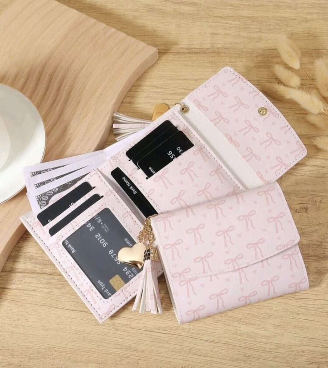 Pink Bow Folded Wallet