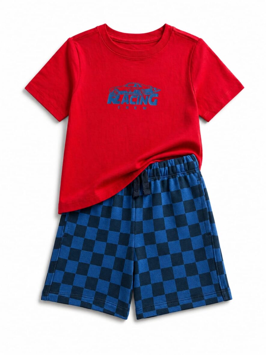 Wonder Nation Toddler Boys Racing Tee & Shorts 2 – Piece Set
