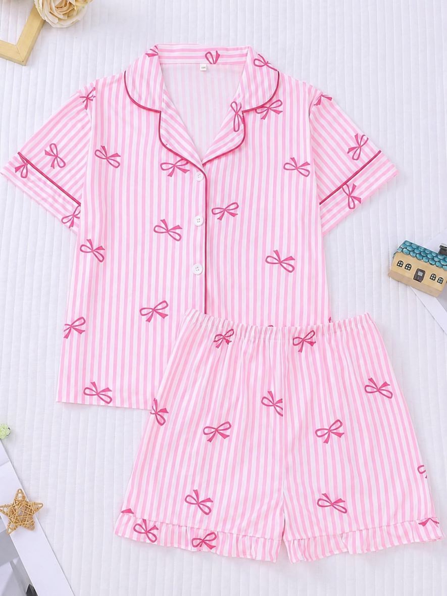 Girls Pink Bow 2 – Piece Pajama Outfit