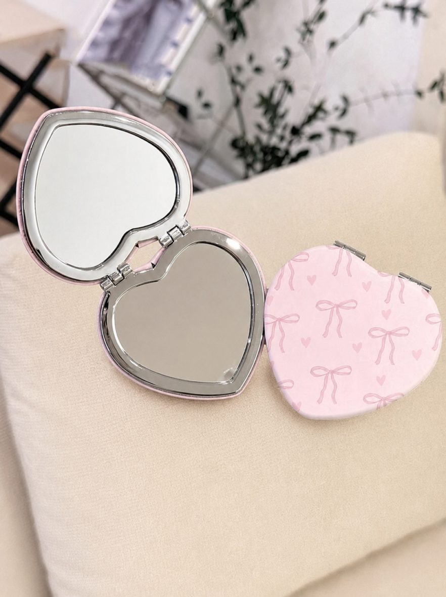 Pink Bow Compact Mirror